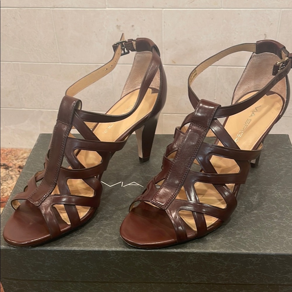 Via Spiga Brown Leather Heeled Sandals